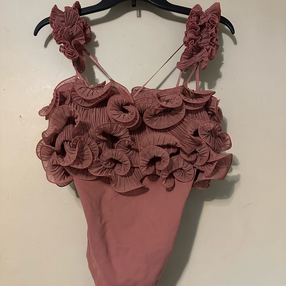 Free People Ruffled Mauve Tank Top - Picture 2 of 5